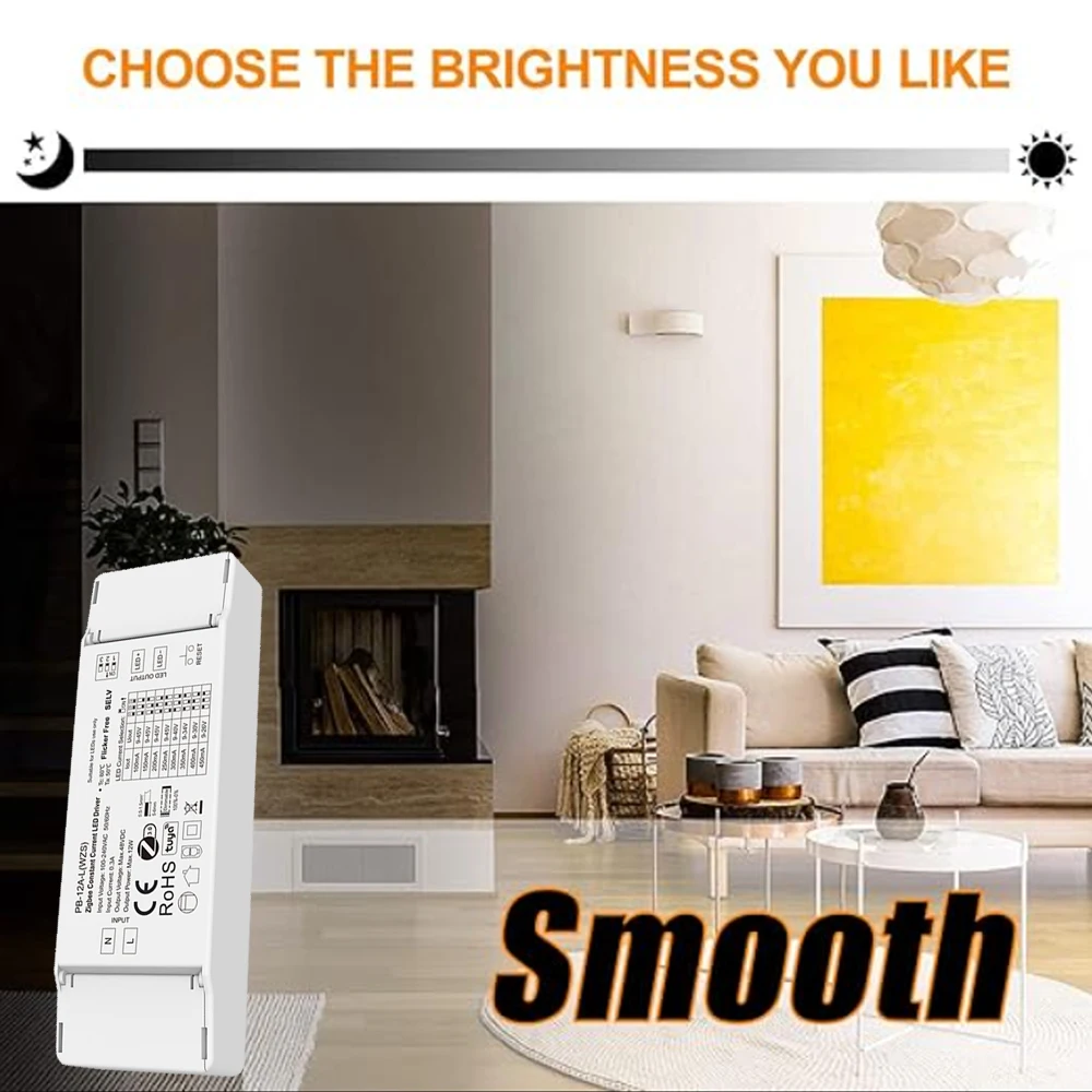 Zigbee 3.0 디밍 가능 LED 드라이버 12Watts 12V 디밍 LED 전원 공급 장치 음성 APP 스마트 제어 통 스포트라이트에 적합