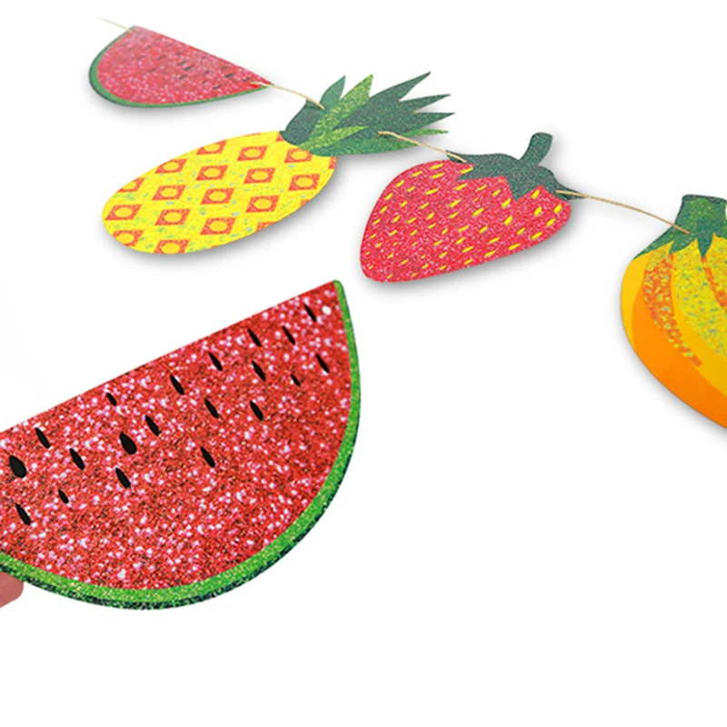 1set Frische Sommer Glitter Obst Thema Party Banner Für Ananas Wassermelone Bunting für Geburtstag Hawaii Luau Tiki Party decor – Detail 7