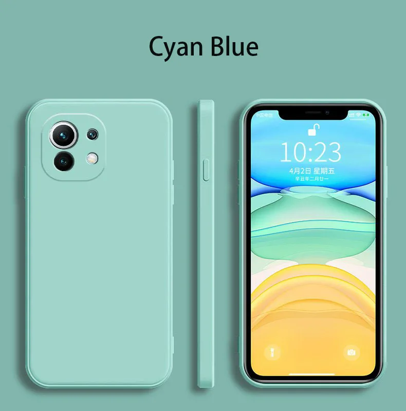 حافظة سيليكون سائلة مربعة لهاتف Xiaomi Mi 11 11T Pro Soft Mi 11 lite Ne 5G حافظة حماية للكاميرا