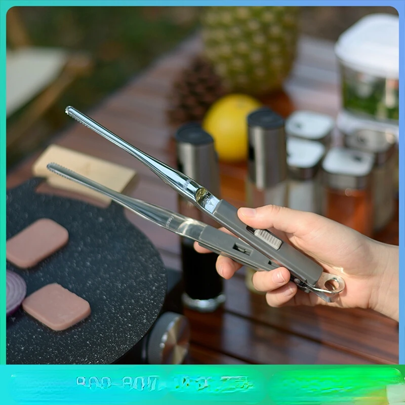 

Outdoor Barbecue Clip Camping Picnic Food Clip Barbecue Clip Non-Slip Steak Tong Stainless Steel with Lock