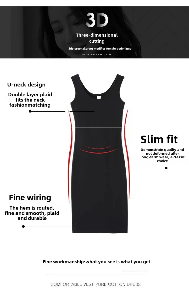 Slimming Medium-length Sleeveless Tank Top Dress