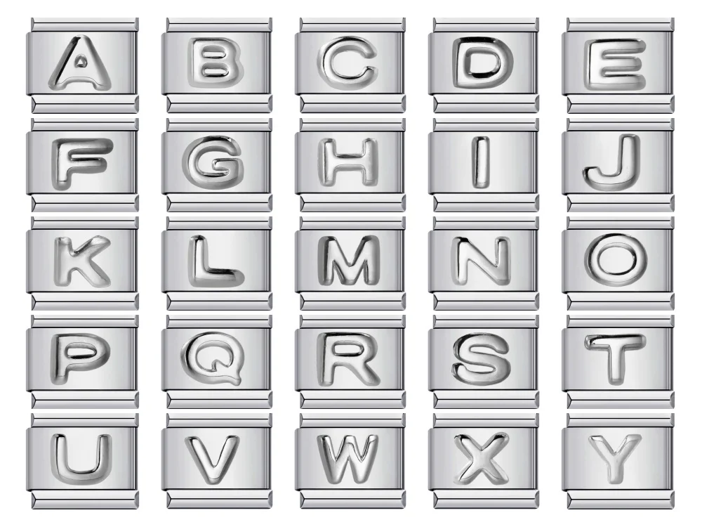 URING Mode Silber Farbe 26 Englisch A-Z Buchstaben Italienische Charm Armband Fit 9mm Edelstahl Armband Schmuck DIY Machen – Detail 1