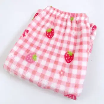 Winter flannel warm women's sleeping pants, comfortable and soft home pants, fluffy and cute cartoon women's pants, loose plush