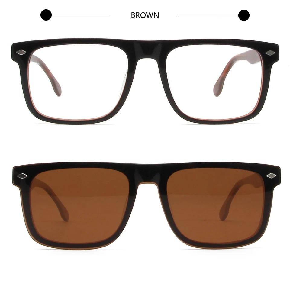 Übergroße rechteckige Vintage-Sonnenbrille, polarisiert, für Damen und Herren, magnetische Brille, zum Anklipsen, Markendesign, optischer Myopie-Brillenrahmen – Detail 11
