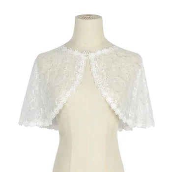 Scialle a mantella con perline in pizzo Coprispalle estivo leggero da sposa Elegante cardigan da sera per le donne Capispalla quotidiano per la festa nuziale