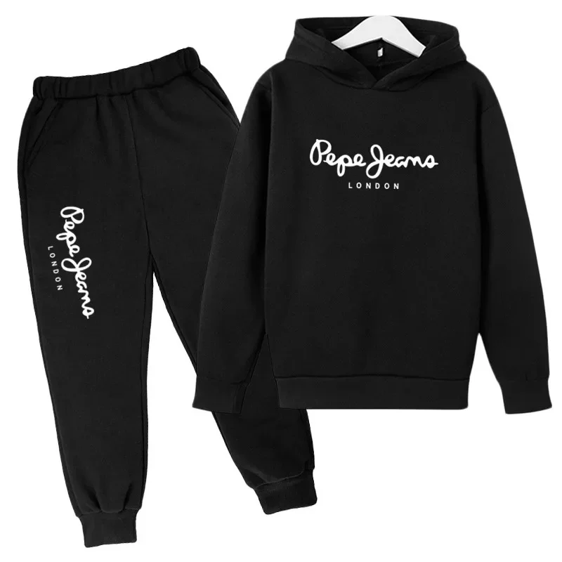 Freizeit Buchstabendruck 2-teiliger Hoodie+Hosen Trainingsanzug 3-13 Jahre Jungen Mädchen Frühling Herbst Outfits Streetwear Kinderkleidung
