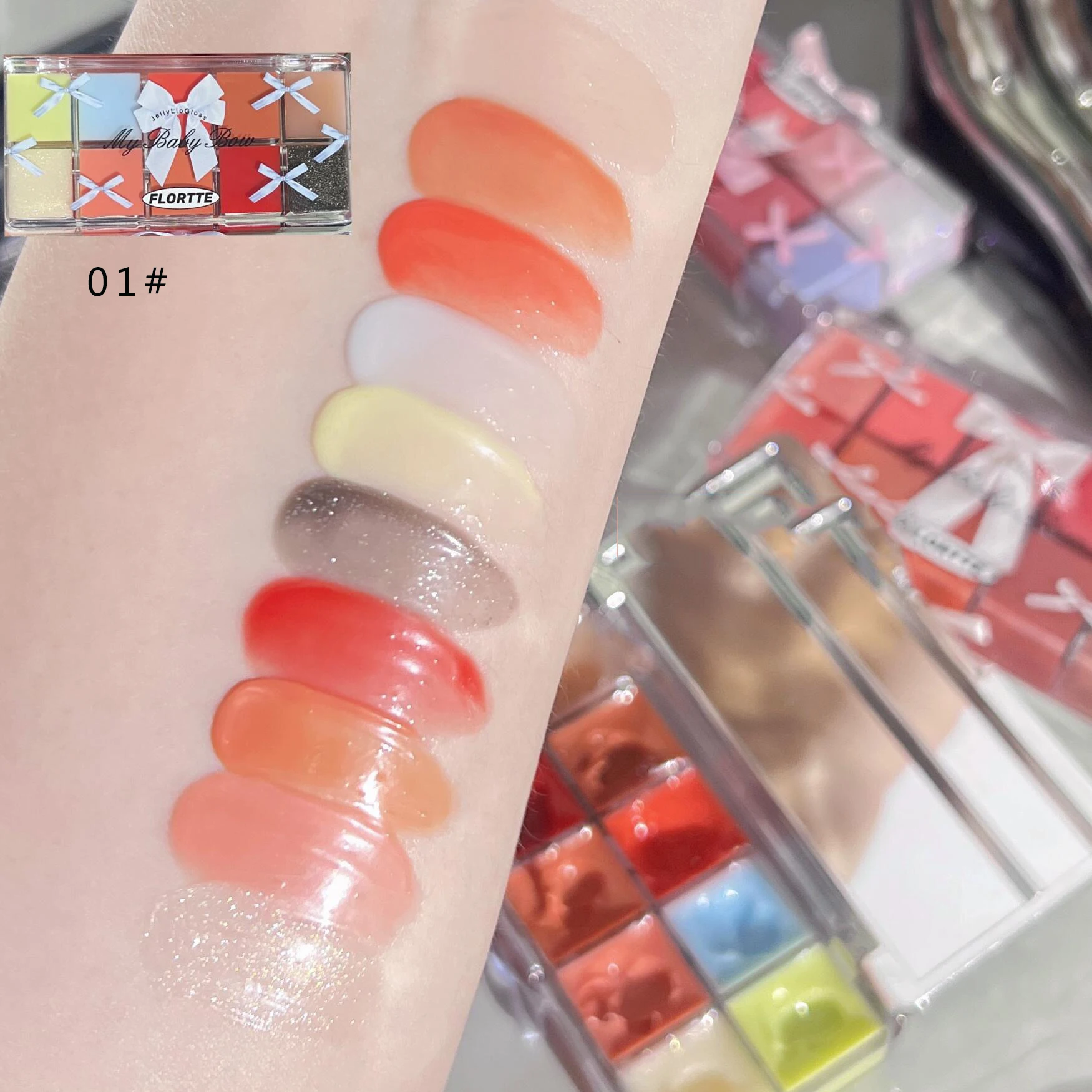 FLORTTE 10 色リップパレットリップグロスと口紅光沢のある保湿着色多