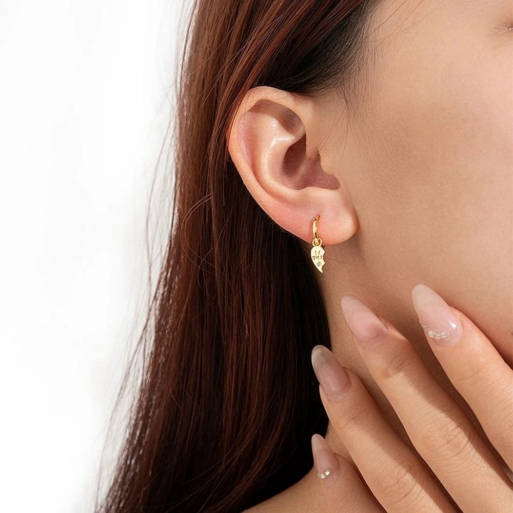 925 Sterling Silver Needle New Star/Moon Small Hoop Earrings for Women Exquisite Crystal Pendant Earrings Fashion Jewelry Gift