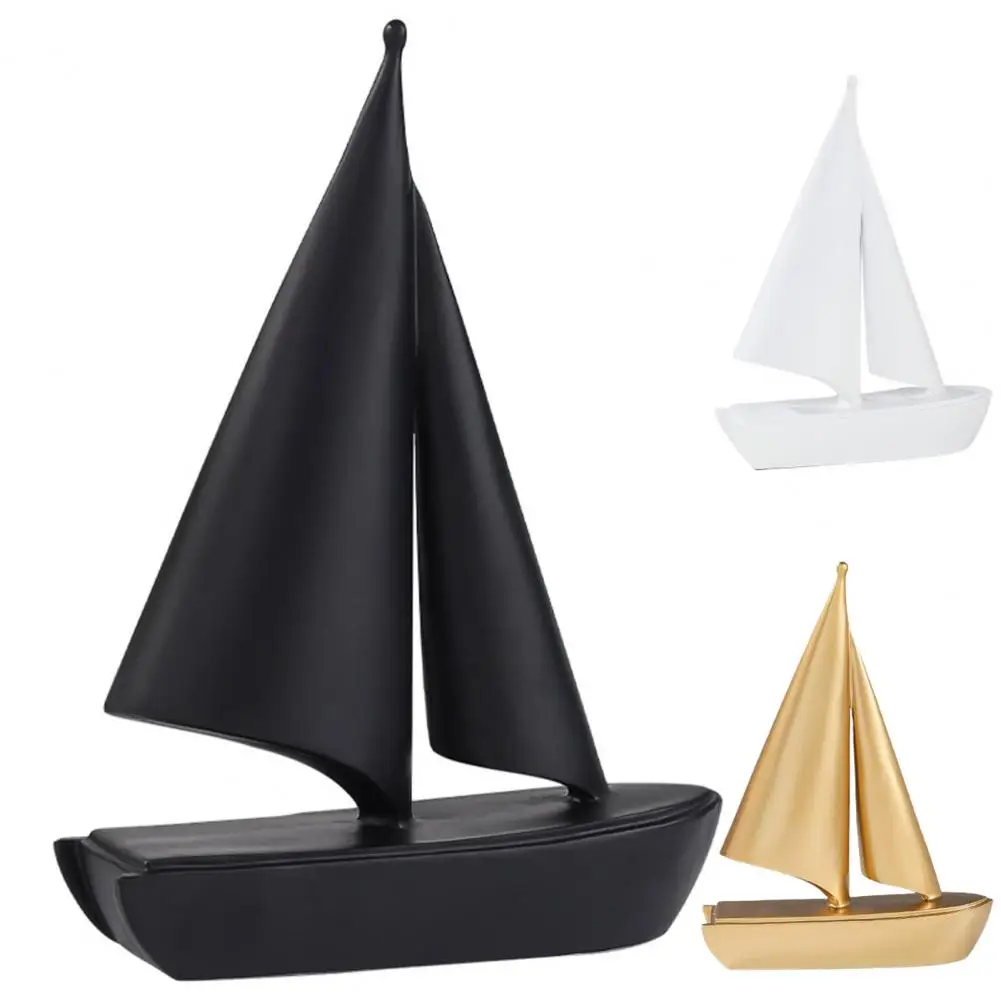 

Flat Back Resin Sailing Boat Model Figurines Miniature Sculpture Lucky Compact Decorative Sailing Ship Home Table Decoration