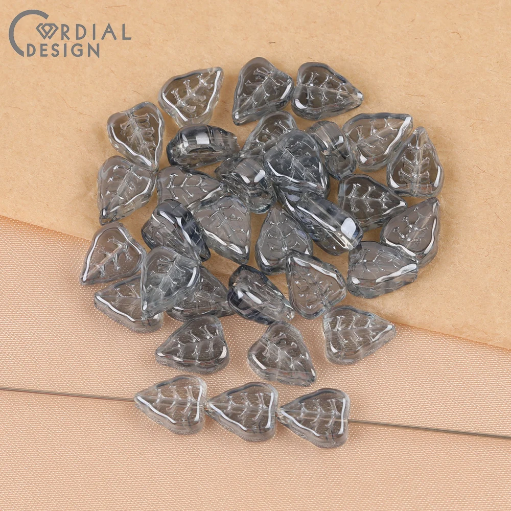 Cordial Design 8*10MM 500pcs Aurora Effect/Hand Made/Leaf Shape/Beads Making/DIY Glass Bead/Jewelry Findings & Components - cordial