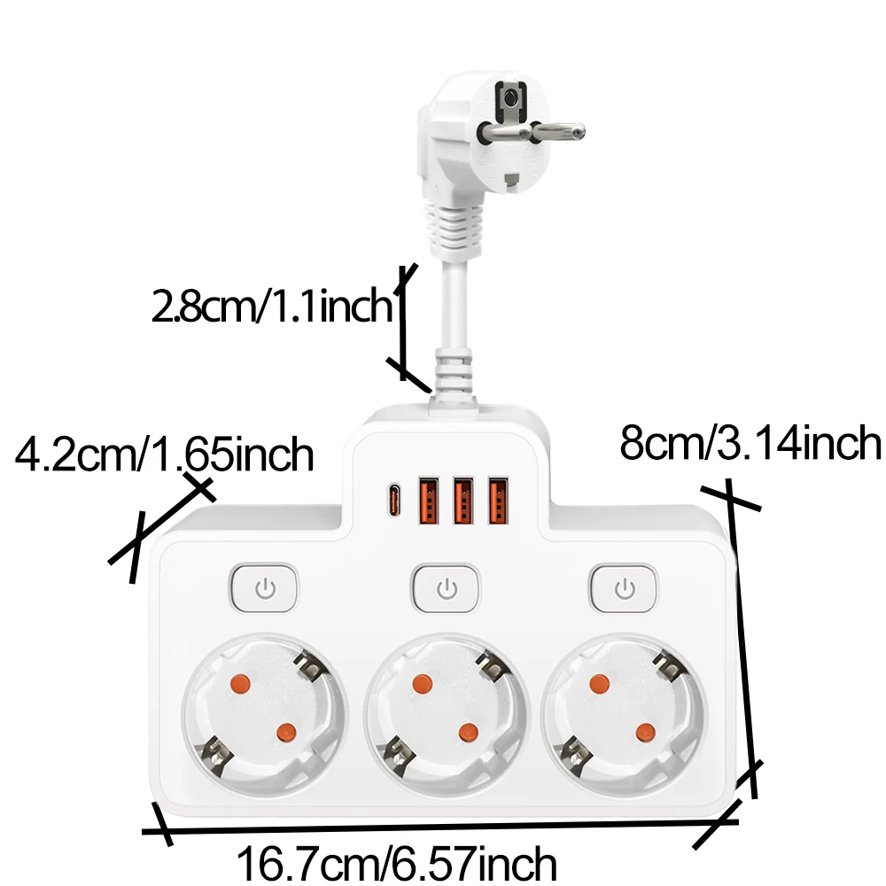 EU Plug AC Power Strip Wall Independent Switch 2500W European Standard Plug Sccf8ca0feccc461091eb19faad240ce96