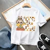 POP MART Labubu Kids Short Sleeve T-shirt Cartoon Anime 26 Letter Print Pullover Boys Girls Summer Casual Tops Loose Clothing 5