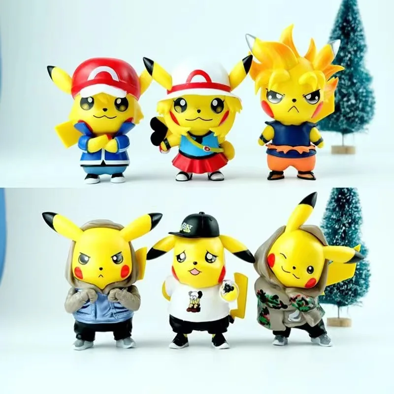 

Anime Figure Pokemon Pikachu Figures Cosplay Anime Cartoon Action Figurine Collection Kawaii Kids Toys Birthday Gift Model 6pcs