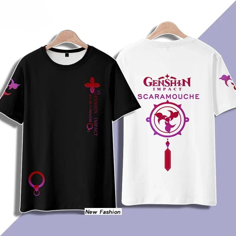 Anime Genshin Impact Scaramouche 3D T Shirt Women Men Summer Fashion Short Sleeve Funny Tshirt Graphic Tees Streetwear Cosplay