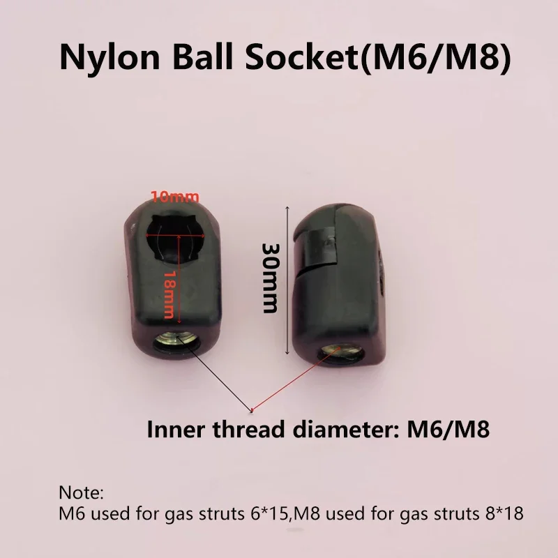 Car Gas Spring Lift Supports Damper Replacement Fixed End Fitting Connectors Ball Sockets Eyelets M6/M8 Female Accessories 2Pcs