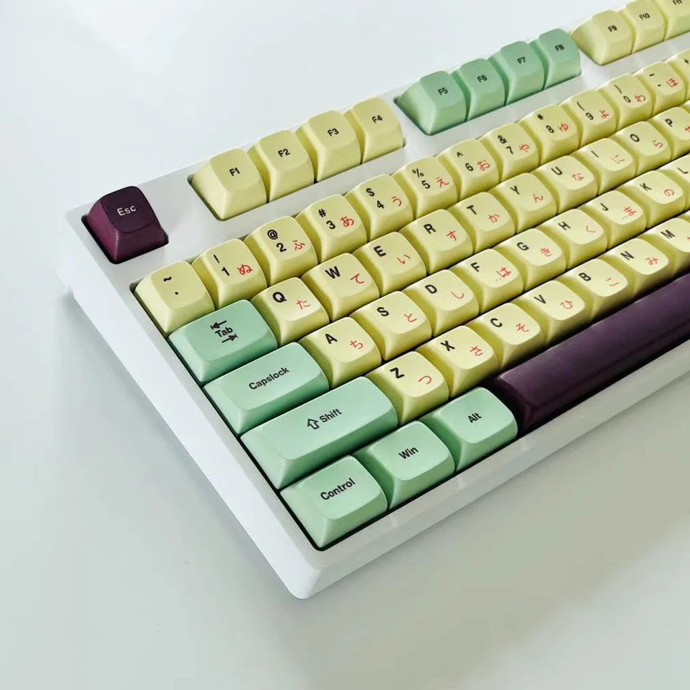 

113 Keys Purple Green Yellow Keycaps KDA Profile PBT Dye Sublimation Mechanical Keyboard Keycap For MX Switch