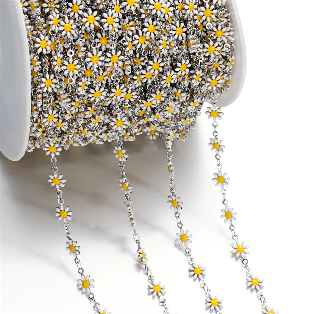 1 meter/los bunte kleine Gänseblümchen Kupfer kette Armband Halskette Kette für DIY Fußkettchen Ergebnisse Schmuck herstellung Zubehör – Detail 7
