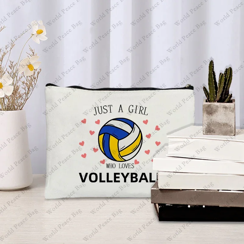 1 pc just a girl who love Volleyball pattern Makeup Bag,Makeup Bag for Teen Girls Sister Birthday Gift IdeasTeen Gifts 3