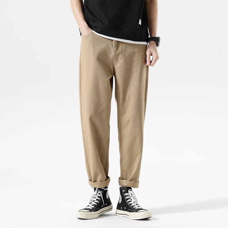 

Men‘s Straight-leg Pants Casual Cotton Pants Men Loose Solid Color Jogger Sweatpants Male Streetwear Trousers Korean Fashion