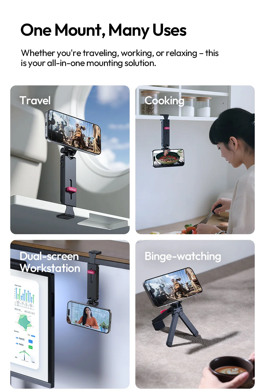 MA88 MagLock Phone Holder Mount 360° Adjustable Clamp Mount Magsafe Phone Tripod