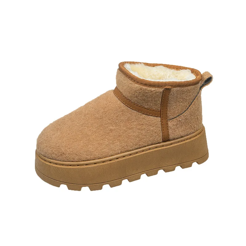 2026 Cross-border Warm Snow Boots for Women in Autumn and Winter New Fashion One-piece Round Toe Thick-soled Snow Boots Shoes