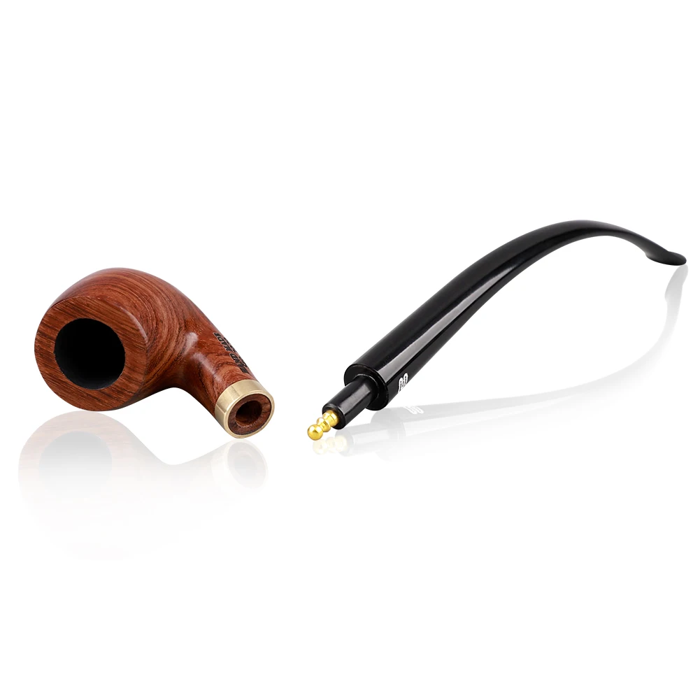 JIBILL long handle tobacco pipe curved handle church pipe father day gift sandalwood with clean gift box reading wood Tobacco Pipe