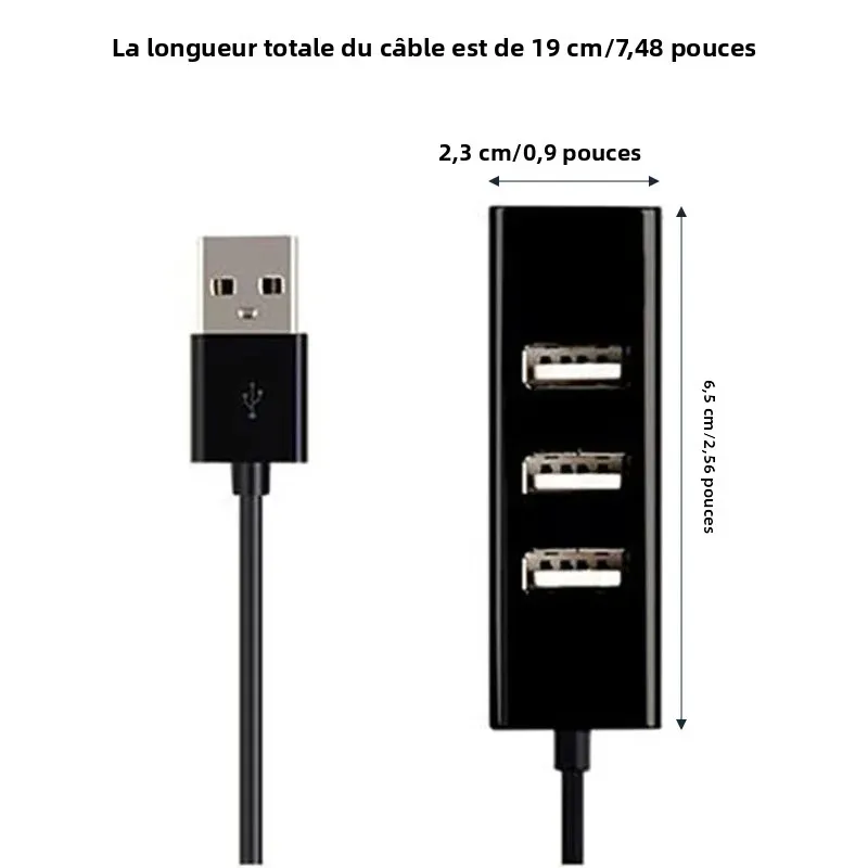 Splitter 4 Port Compact Portable High Speed USB 2.0 Data Hub -Black_voghion.com