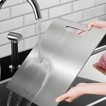 Titanium Cutting Boards for Kitchen Stainless Board 304 Steel Thickened Double Sided Food Grade Portable Fruit Meat Chopping 1