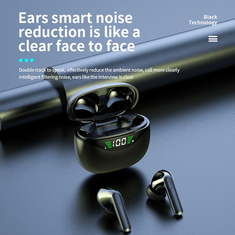 New wireless earphones with HiFi sound quality, touch control, comfortable to wear, LED display charging case, compatible with I
