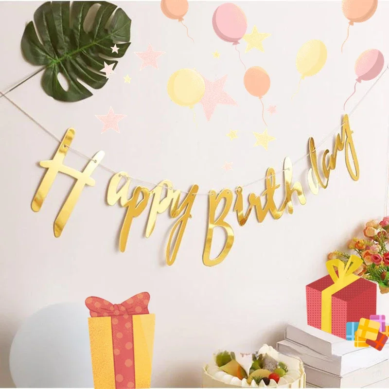Party Decorations 5m Happy Birthday Banner Bunting Paper Birthday Wedding Party Hanging Garland Home Sign Baby Shower