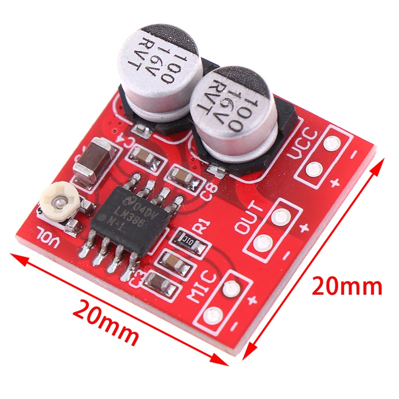 DC 5V-12V LM386 Electret Microphone Power Amplifier Board Gain 200 Times Mic Amp