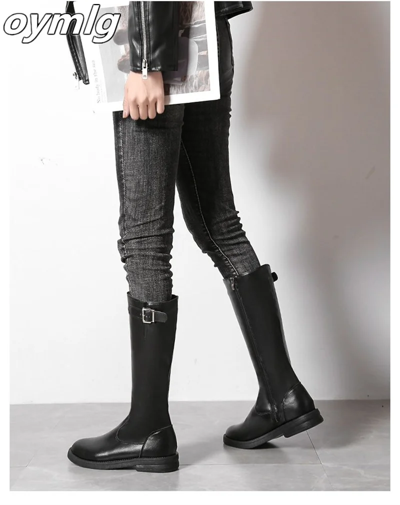 Long tube boots 2023 winter new high tube fashion boots with thick heels below the knee and high matte leather boots
