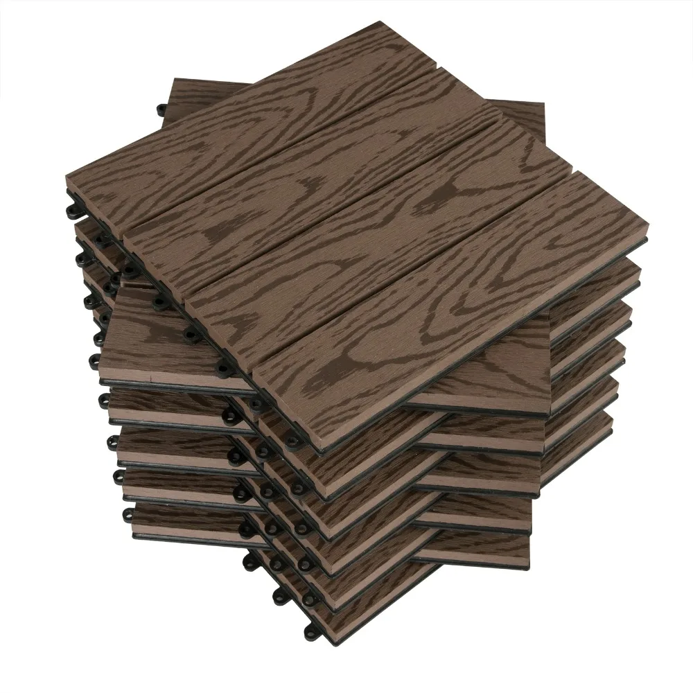 WOLTU 11 Stück 30x30cm WPC Ineinandergreifende Terrassenplatten Garten Terrasse 1m² Wasserfeste Holz-Kunststoff-Verbund Bodenfliesen – Detail 9