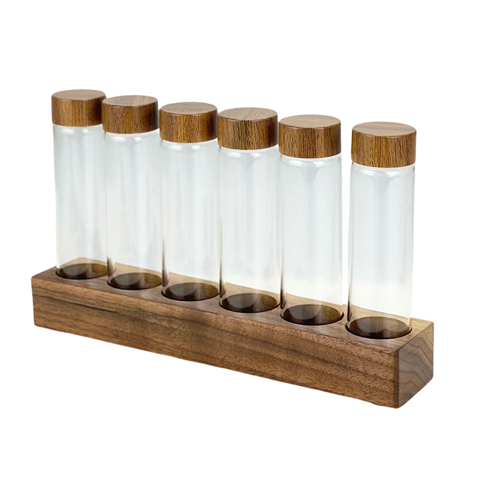 Coffee Beans Storage Containers Refillable Wooden Holder Candy Storage Empty Glass Test Tubes for Retail Kitchen Coffee Shop storage box storage jar