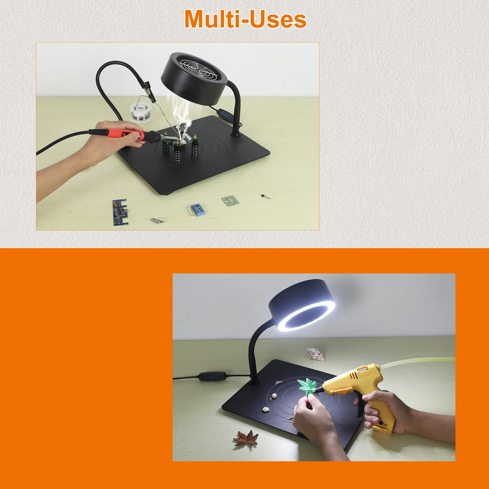 Soldering Smoke Exhaust Fan NEWACALOX Rework Welding Repair Workbench Heat Gun Holder Soldering Third Hand Helping Hands Tool