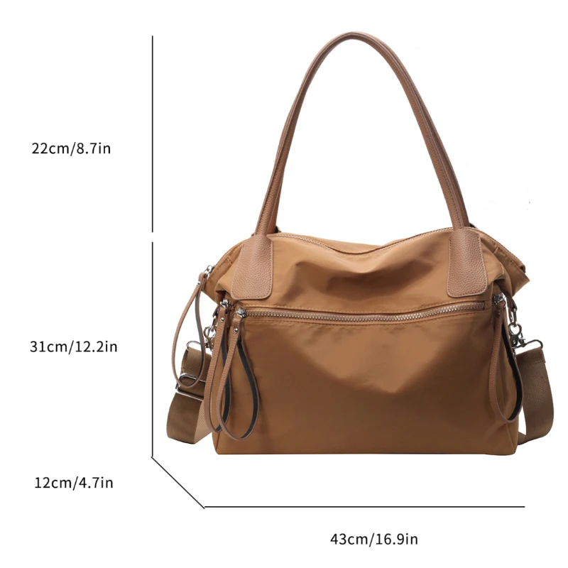 Men's large capacity handbag, black shoulder bag, zipper closure, diagonal travel bag, fitness bag