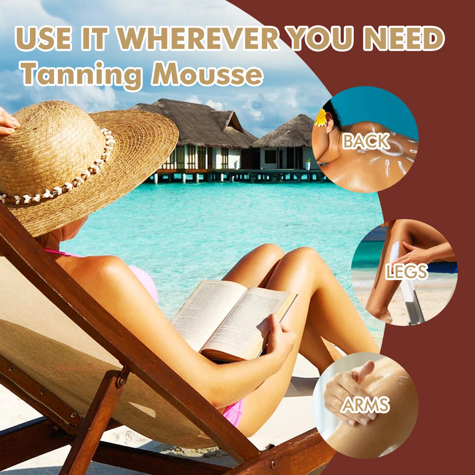 Body Self Tanner Mousse Bronzer Tanning Sunbath Long Lasting Smooth Nourish Natural Shining Brown Color Sunless Tanning Product