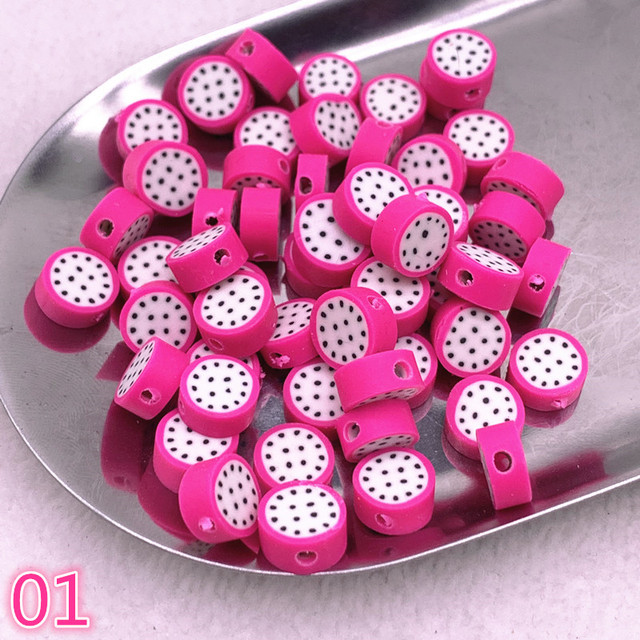 10mm Color Fruit Beads Polymer Clay Beads Polymer Clay Spacer Loose Beads for Jewelry Making DIY Bracelet Accessories