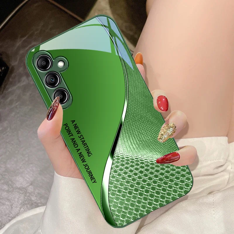 Mesh Curve Texture Tempered Glass Phone Case