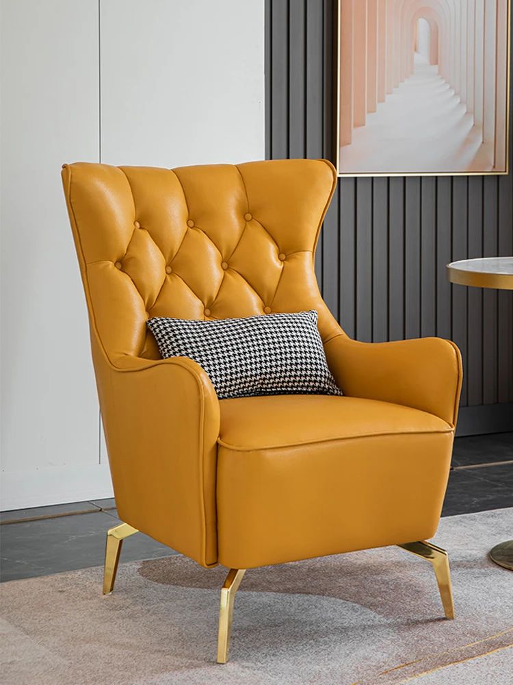 

Luxury single sofa chair American simple modern living room leisure chair high back button pull tiger chair