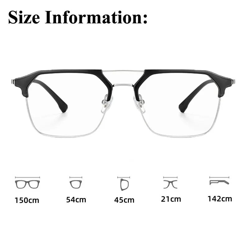 1Pcs Men Near Sight Eyeglasses Double Beam Frame Anti-blue Light Transparent Computer Myopia Reading Glasses Goggles Flat Mirror