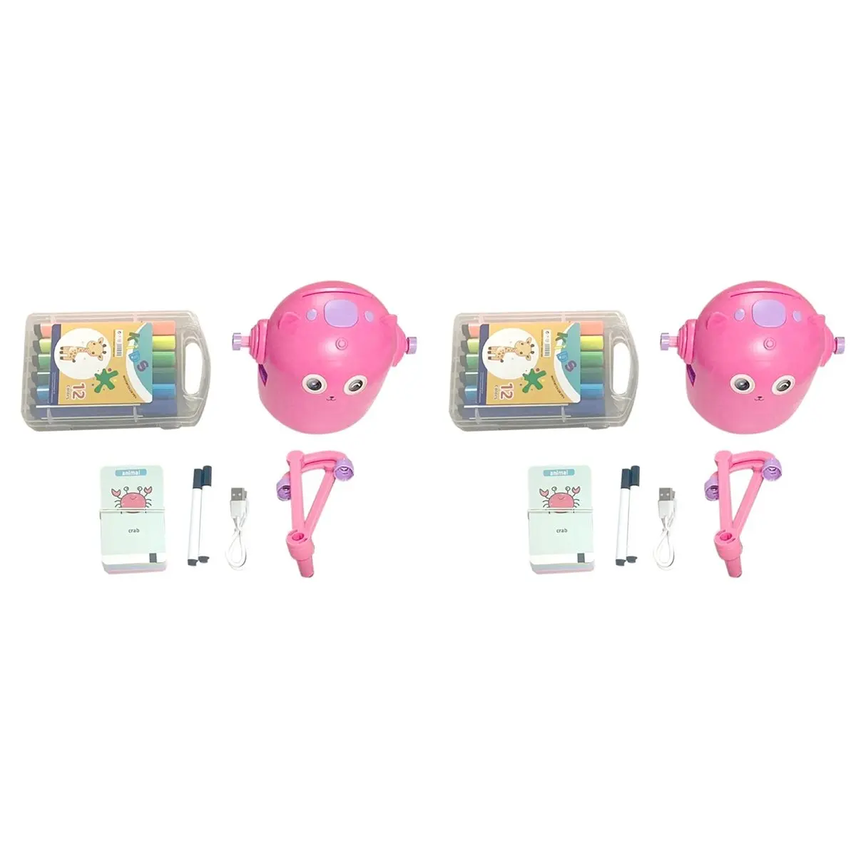 XB-2X 인터랙티브 교육용 드로잉 로봇, 200개 드로잉 카드, 지능형 드로잉 로봇, 핑크