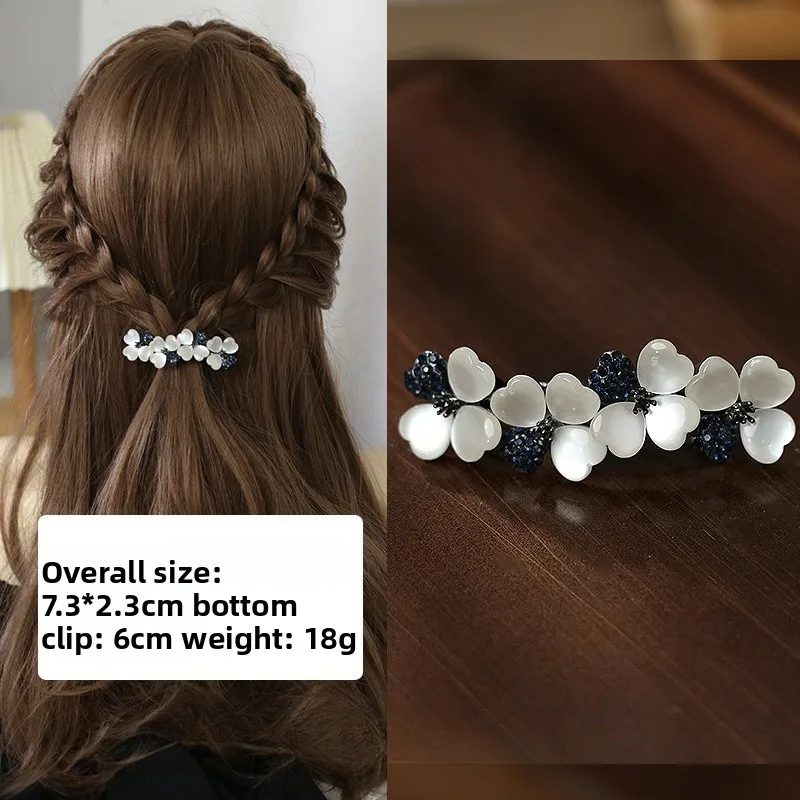 1, elegantes, mit Blumen besetztes Diamant-Haarnadel-Set im europäischen Stil, geeignet für alle Jahreszeiten zum Abendessen/Hochzeits-Styling-Haarschleifen für Mädchen – Detail 10