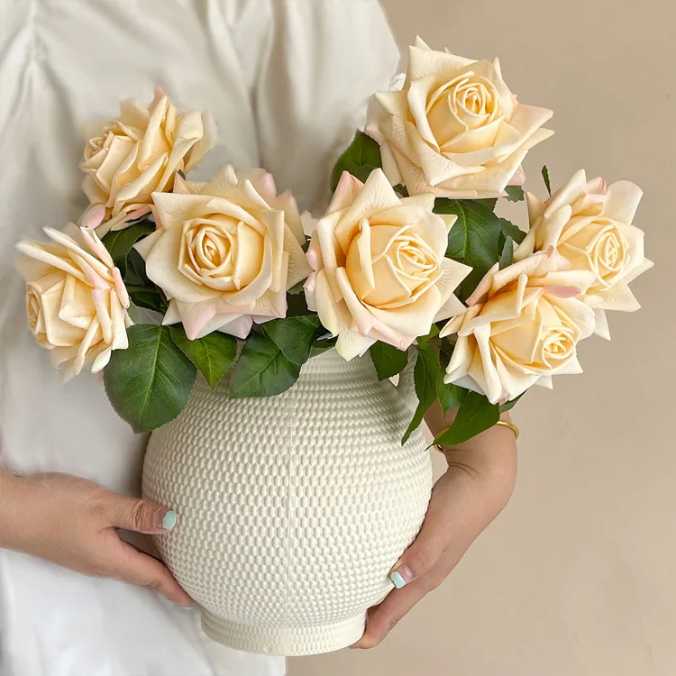 Luxurious Real Touch Roses - Set of 3 Artificial Flowers for Elegant Home and Event Decor