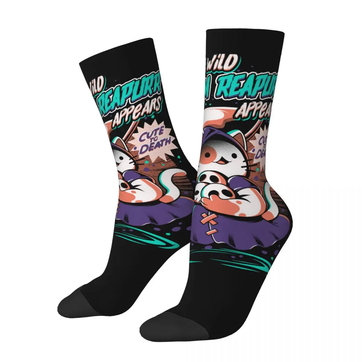 

Забавные сумасшедшие носки для мужчин мрачный Reapurr хип-хоп винтажные кошачьи искусства ретро бесшовные узорные Компрессионные носки с принтом для мальчиков повседневные