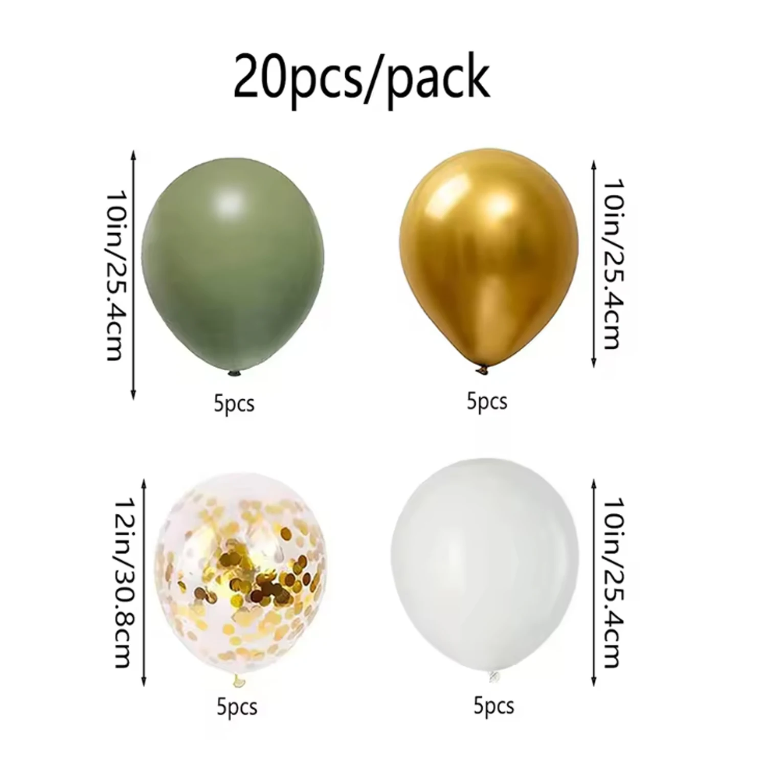 152-teiliges Ballon-Set in Grün, Sandweiß und Metallic, geeignet für die Dekoration von Hochzeiten, Geburtstagen, Partys und Junggesellinnenabschieden – Detail 8