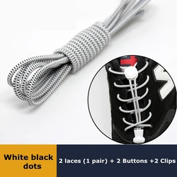 Elastic No-Tie Sneaker Shoe Laces (White black point)
