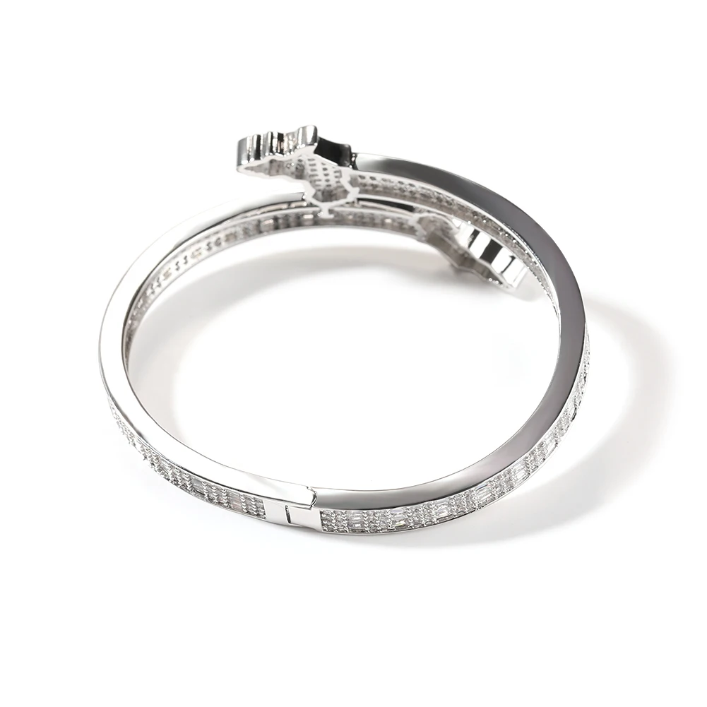 THE BLING KING 6mm Baguettecz Africa Map Cuff Bangle Micro Paved Cubic Zirconia Luxury Wrist Rapper Hiphop Jewelry Punk Bangle