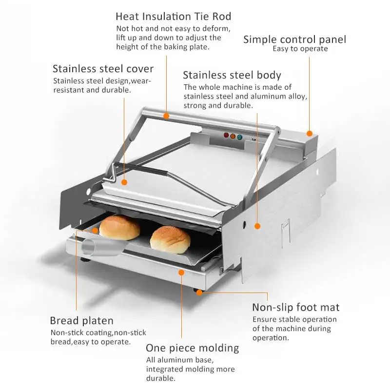 Fast/snack Food Machine SS Electric restaurant Patty Warmer Hamburger Warmer/burger Bun Toaster/patty Warmer Toaster for use 2