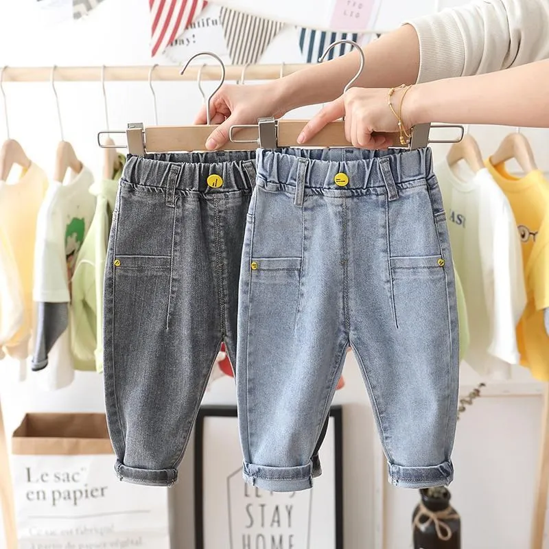 Baby Boys Jeans Spring Autumn Elastic Waist Casual Denim Pants 2-8Years Fashion Boy Trousers New